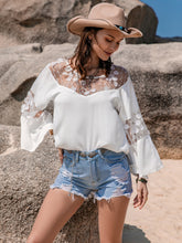 Load image into Gallery viewer, Lace Round Neck Long Sleeve Blouse