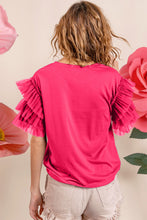 Load image into Gallery viewer, BiBi Ruffle Mesh Lace Layered Short Sleeve Top