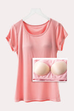 Load image into Gallery viewer, Round Neck Short Sleeve T-Shirt with Bra