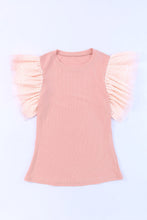 Load image into Gallery viewer, Ruffled Round Neck Cap Sleeve Blouse