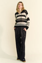 Load image into Gallery viewer, Davi &amp; Dani Contrast Striped Crochet Drop Shoulder Knit Cover Up
