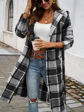 Load image into Gallery viewer, Plaid Long Sleeve Hooded Coat