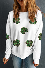 Load image into Gallery viewer, Sequin Lucky Clover Long Sleeve Sweatshirt
