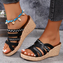 Load image into Gallery viewer, PU Leather Crisscross Wedge Sandals