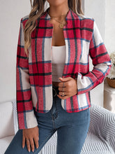 Load image into Gallery viewer, Plaid Open Front Long Sleeve Jacket