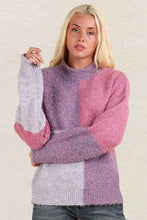 Load image into Gallery viewer, VERY J Color Block Mock Neck Drop Shoulder Sweater