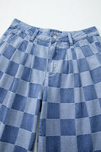 Load image into Gallery viewer, Checkered Wide Leg Jeans with Pockets