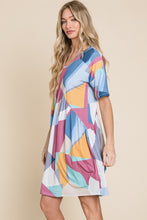 Load image into Gallery viewer, BOMBOM Ruched Color Block Short Sleeve Dress