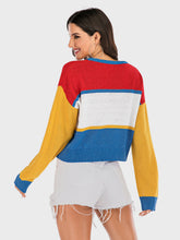 Load image into Gallery viewer, Perfee OKAY Contrast Dropped Shoulder Long Sleeve Sweater