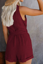 Load image into Gallery viewer, Full Size Tied V-Neck Sleeveless Romper with Pockets