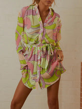 Load image into Gallery viewer, Tied Button Up Long Sleeve Dress