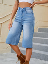 Load image into Gallery viewer, High Waist Denim Shorts with Pockets