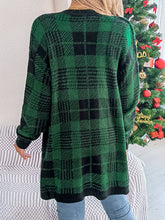 Load image into Gallery viewer, Plaid Open Front Long Sleeve Cardigan