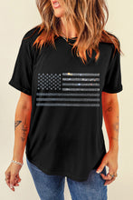 Load image into Gallery viewer, Rhinestone US Flag Round Neck Short Sleeve T-Shirt