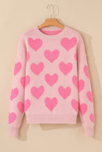 Load image into Gallery viewer, Valentine's Day Heart Jacquard Round Neck Sweater