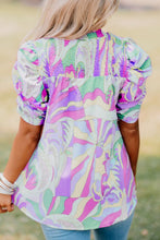 Load image into Gallery viewer, Smocked Round Neck Short Sleeve Blouse