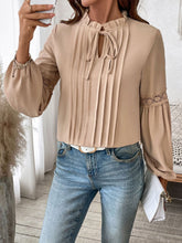 Load image into Gallery viewer, Perfee Frill Tie Neck Long Sleeve Blouse