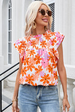 Load image into Gallery viewer, Printed Round Neck Cap Sleeve Blouse