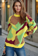 Load image into Gallery viewer, Contrast Round Neck Long Sleeve Sweater