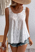 Load image into Gallery viewer, Eyelet Round Neck Wide Strap Tank