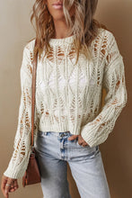 Load image into Gallery viewer, Cutout Round Neck Long Sleeve Knit Cover Up