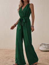 Load image into Gallery viewer, Tied Surplice Sleeveless Wide Leg Jumpsuit