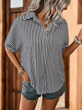 Load image into Gallery viewer, Striped Collared Neck Half Sleeve Shirt