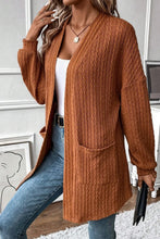 Load image into Gallery viewer, Textured Pocketed Open Front Long Sleeve Cover Up