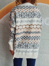 Load image into Gallery viewer, Geometric Round Neck Dropped Shoulder Sweater