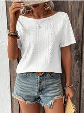 Load image into Gallery viewer, Lace Detail Eyelet Short Sleeve Blouse
