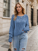 Load image into Gallery viewer, Round Neck Dropped Shoulder Long Sleeve Sweater