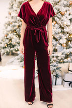 Load image into Gallery viewer, Drawstring Surplice Short Sleeve Jumpsuit