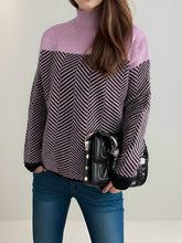 Load image into Gallery viewer, Contrast Turtleneck Long Sleeve Sweater