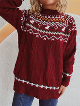 Load image into Gallery viewer, Cable-Knit Mock Neck Long Sleeve Sweater