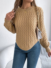 Load image into Gallery viewer, Asymmetric Hem Round Neck Long Sleeve Sweater