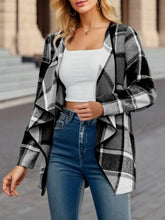 Load image into Gallery viewer, Plaid Open Front Long Sleeve Jacket