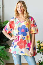 Load image into Gallery viewer, HOPELY Full Size Floral V-Neck Side Slit T-Shirt