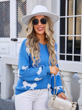 Load image into Gallery viewer, Bow Round Neck Dropped Shoulder Sweater