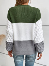 Load image into Gallery viewer, Color Block Round Neck Long Sleeve Sweater