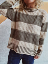 Load image into Gallery viewer, Contrast Round Neck Long Sleeve Sweater