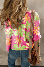 Load image into Gallery viewer, Flower Printed Boat Neck Half Sleeve T-Shirt