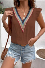 Load image into Gallery viewer, Full Size Ruffled V-Neck Cap Sleeve Blouse