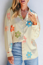 Load image into Gallery viewer, Striped Flower Button Up Long Sleeve Shirt