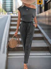 Load image into Gallery viewer, Single Shoulder Short Sleeve Jumpsuit