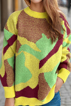 Load image into Gallery viewer, Contrast Round Neck Long Sleeve Sweater