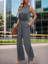 Load image into Gallery viewer, Round Neck Wide Leg Jumpsuit