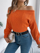 Load image into Gallery viewer, Cable Knit Off-Shoulder Long Sleeve Sweater