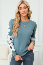 Load image into Gallery viewer, Flower Round Neck Long Sleeve Sweater