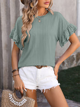 Load image into Gallery viewer, Ruffled Round Neck Short Sleeve Top