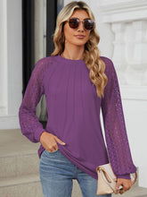 Load image into Gallery viewer, Round Neck Lace Long Sleeve Top